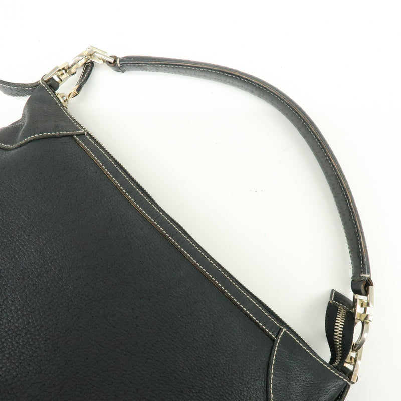 Salvatore Ferragamo Gancini Leather Black Bag