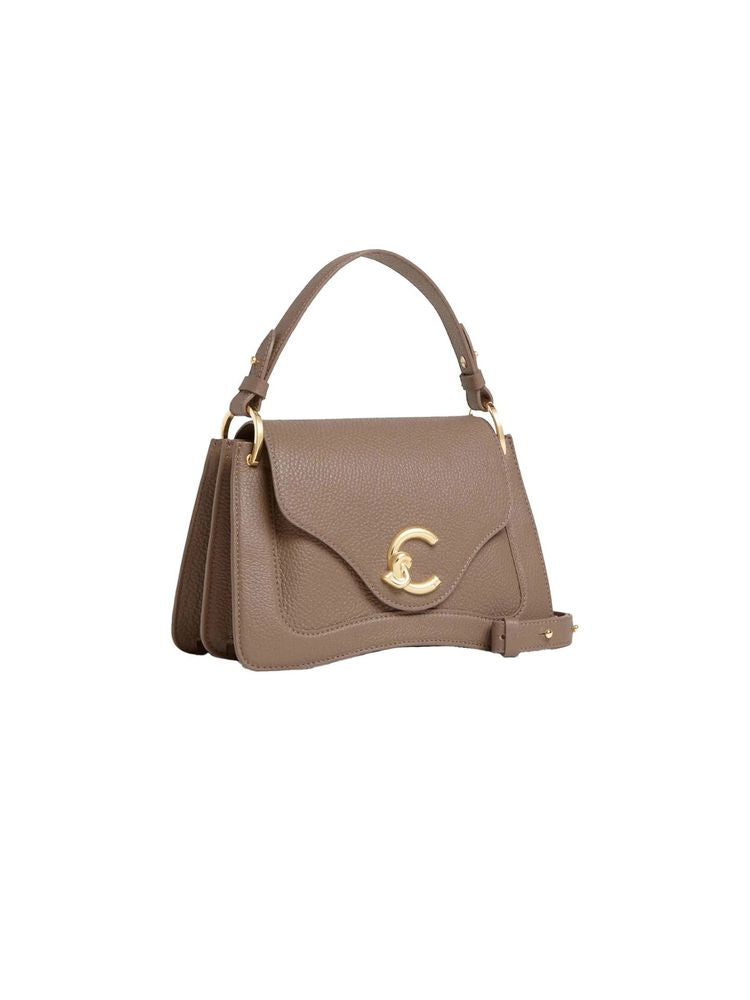Coccinelle C-Me Shoulder Bag — Taupe Grained Leather