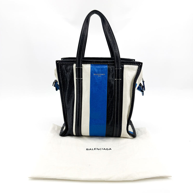Balenciaga Bazar Striped Leather Black Bag