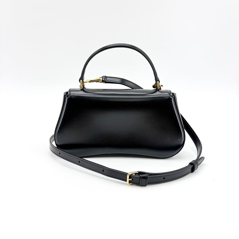 Celine Lola Triomphe Top Handle Leather Black Bag