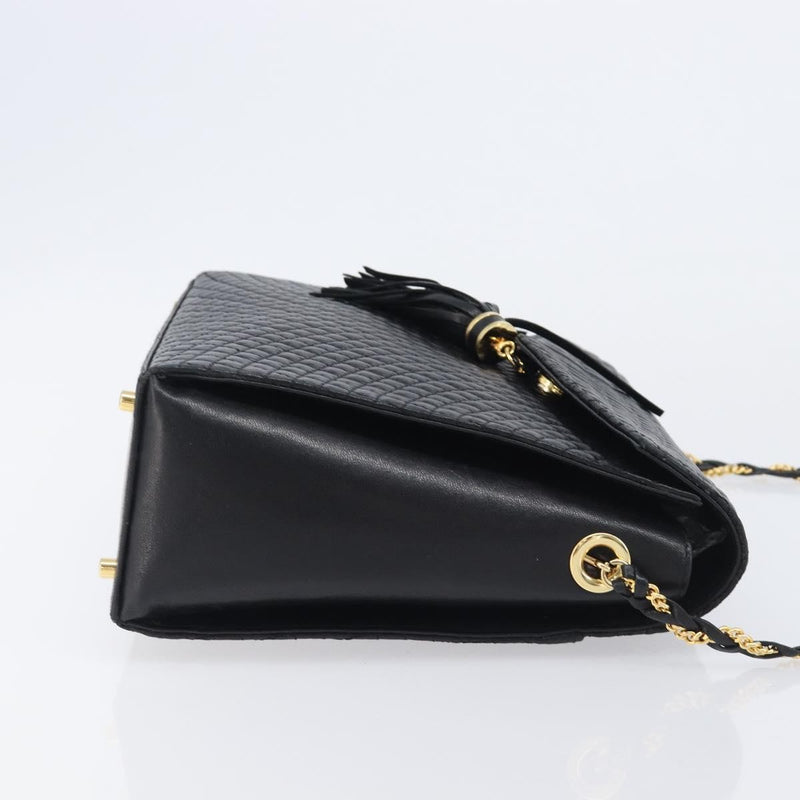 Bally Vintage Chain Quilted Leather Black Bag