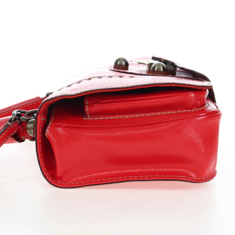 Fendi Secret Code F3 Convertible Satchel Textured Leather Red