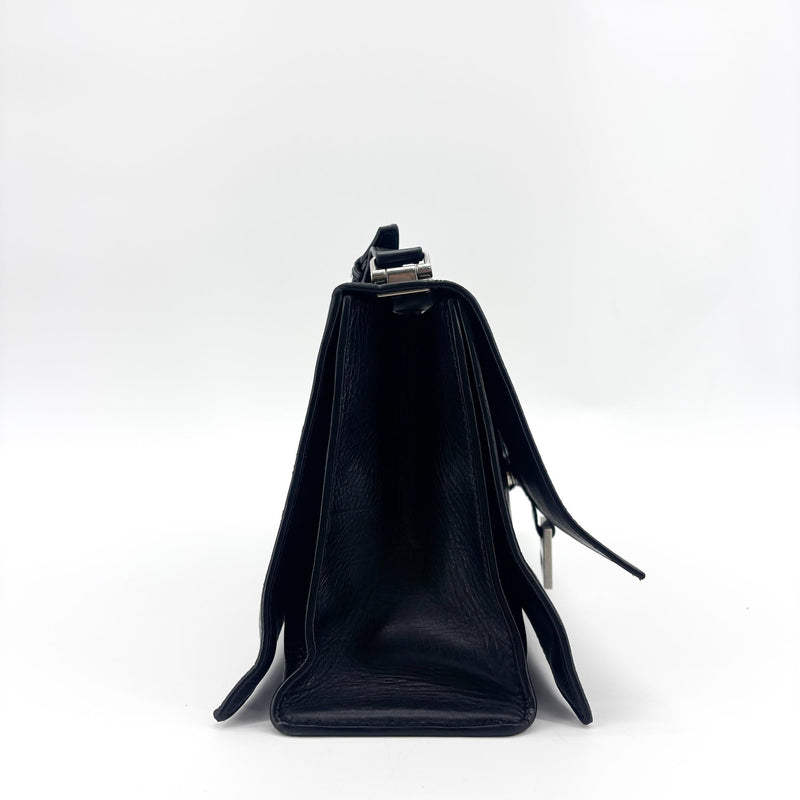 Balenciaga Downtown Soft Hourglass Leather Black Bag