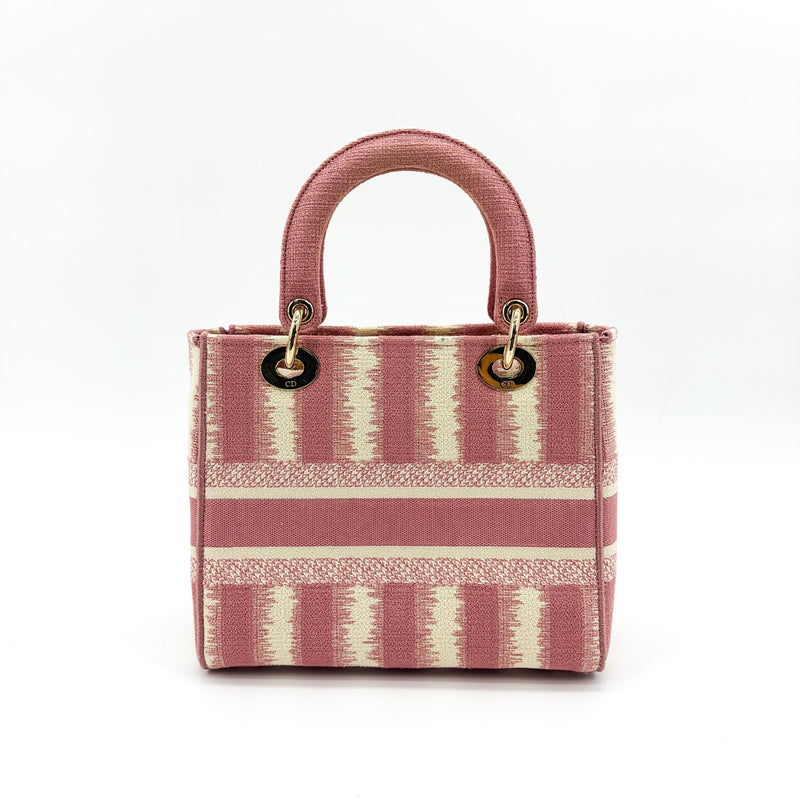 Christian Dior Lady D-Lite Embroidered Canvas Pink Bag