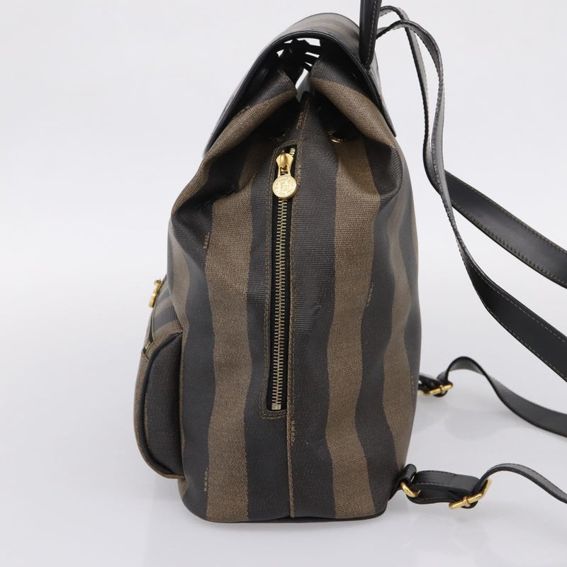 Fendi Vintage Pequin Logo Coated Canvas Brown Bag