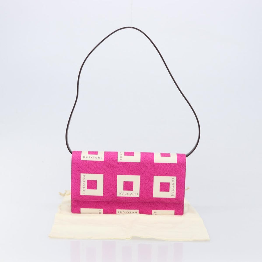 Bvlgari Clutch Canvas And Leather Pink