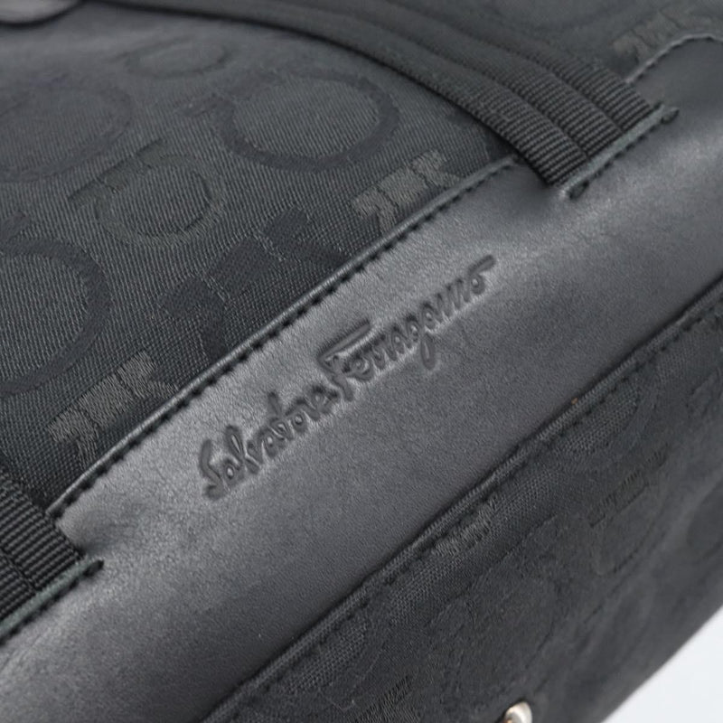 Salvatore Ferragamo Gancini Top Handle Canvas Black Bag