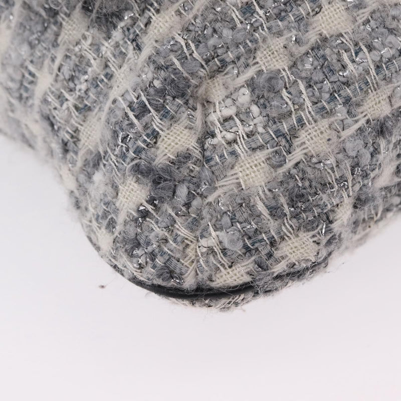 Chanel Camellia Messenger Tweed Gray Cotton