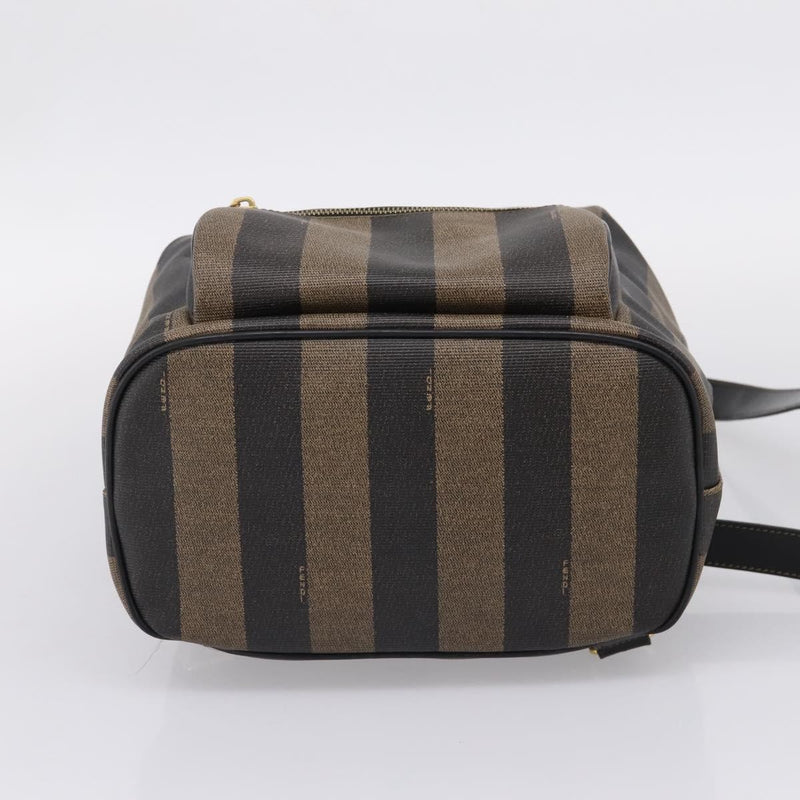 Fendi Vintage Pequin Logo Coated Canvas Brown Bag