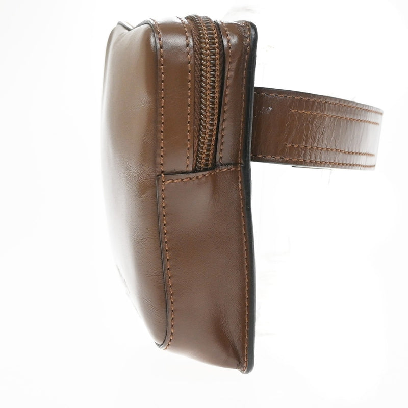 Prada Logo Pouch Leather Brown