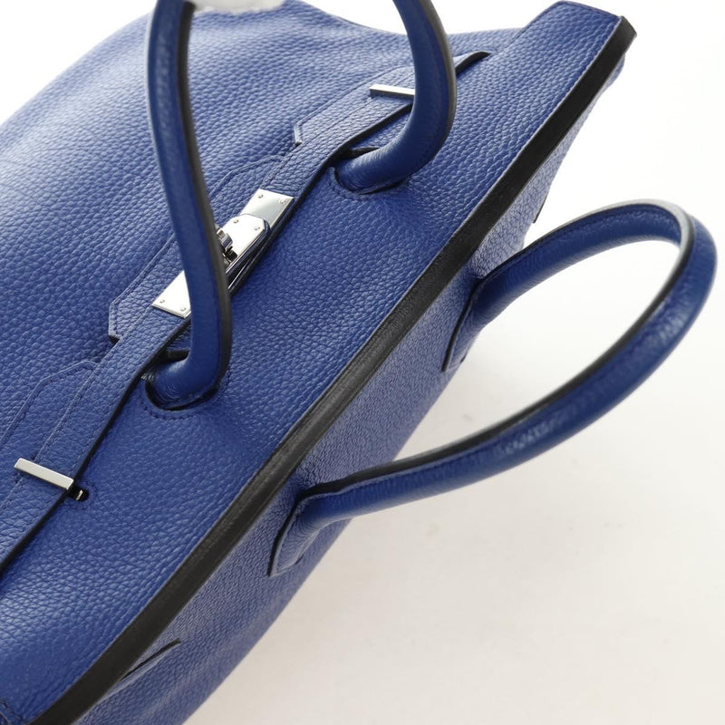 Hermes Birkin Blue Clemence With Palladium Hardware Leather Bag