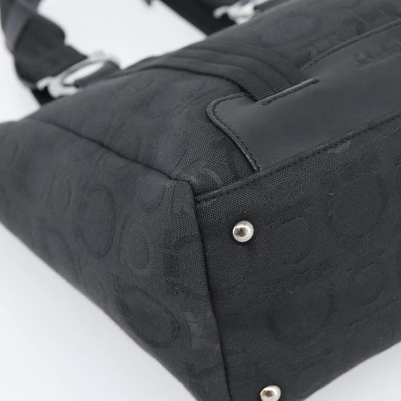 Salvatore Ferragamo Gancini Top Handle Canvas Black Bag