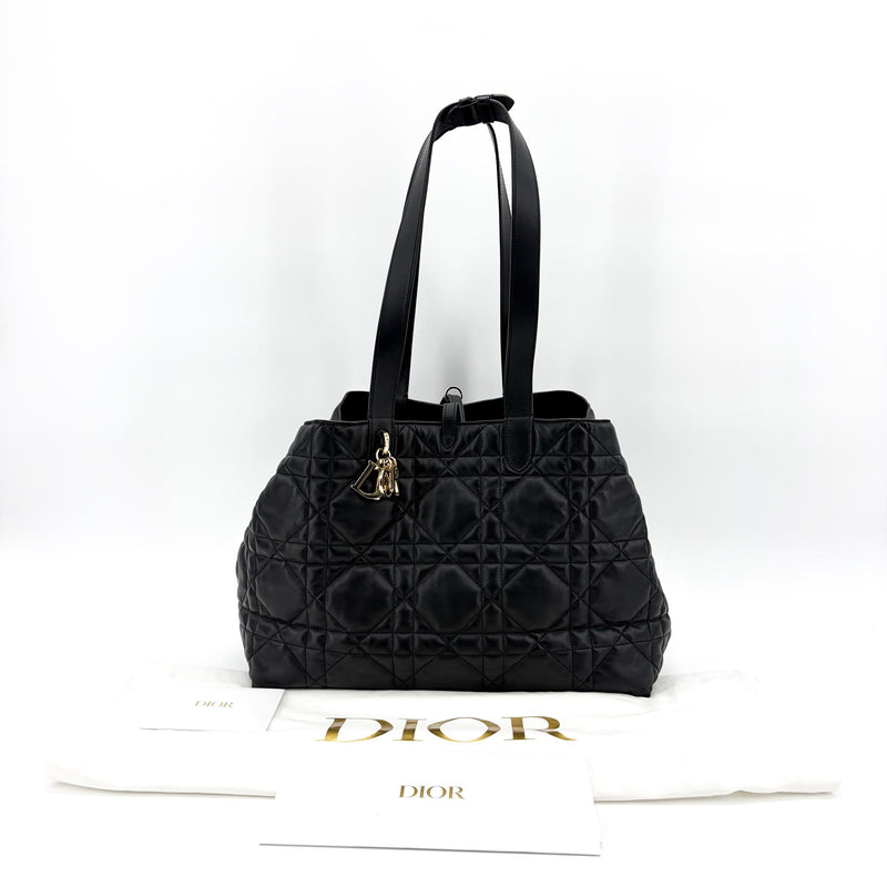 Christian Dior Toujours Macrocannage Quilt Calfskin Black Leather Bag