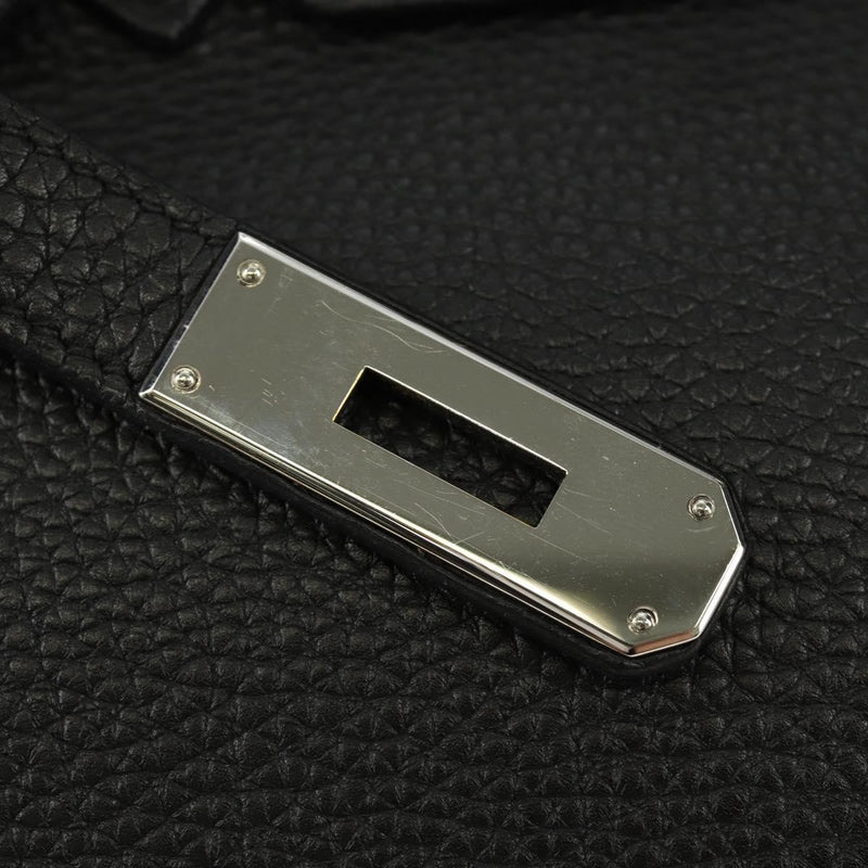 Hermes Birkin Black Clemence With Palladium Hardware Leather Bag