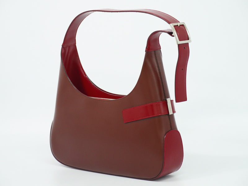 Salvatore Ferragamo Gancini Hobo Leather Brown
