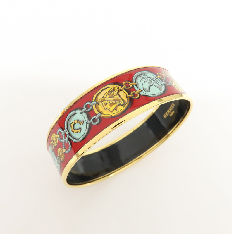 Hermes Bangle Printed Enamel Red Gold_plated Bijoux