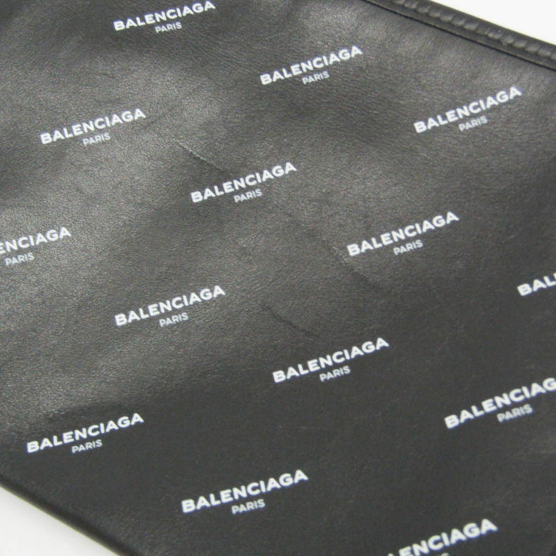 Balenciaga Logo Bazar Leather Black Bag