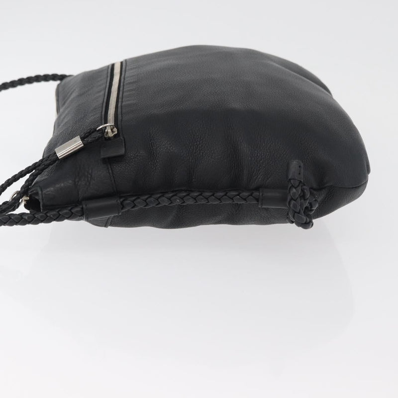 Gucci Braided Strap Zip Messenger Leather Black
