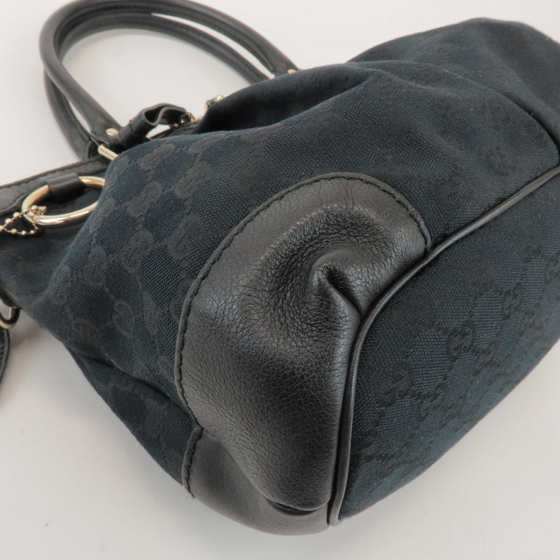 Gucci Sukey Top Handle Satchel Gg Canvas With Leather Black
