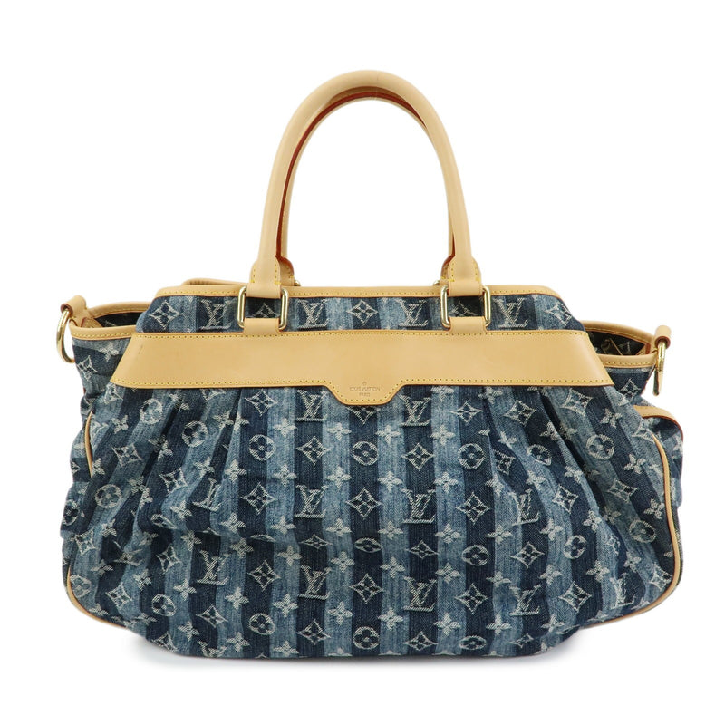 Louis Vuitton Porte Epaule Raye Striped Monogram Denim Blue Denim_jeans Bag