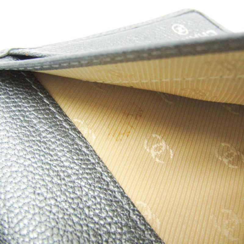 Chanel Cc Button Bi-Fold Card Case Leather Silver Accessory