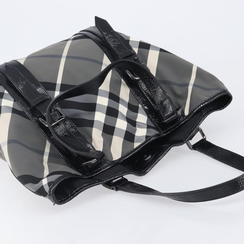 Burberry Nova Check Tote Canvas Pattern Black Nylon