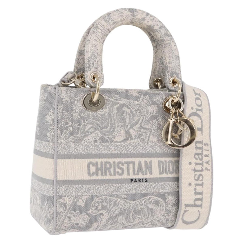 Christian Dior Lady Embroidered Canvas Gray Bag