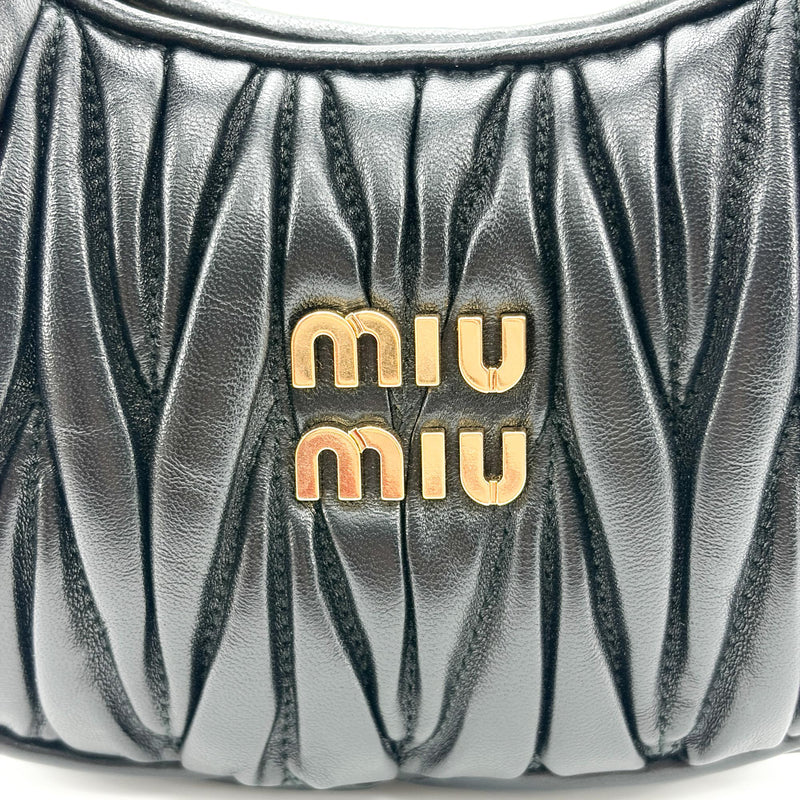 Miu Miu Wander Hobo Matelasse Leather Black