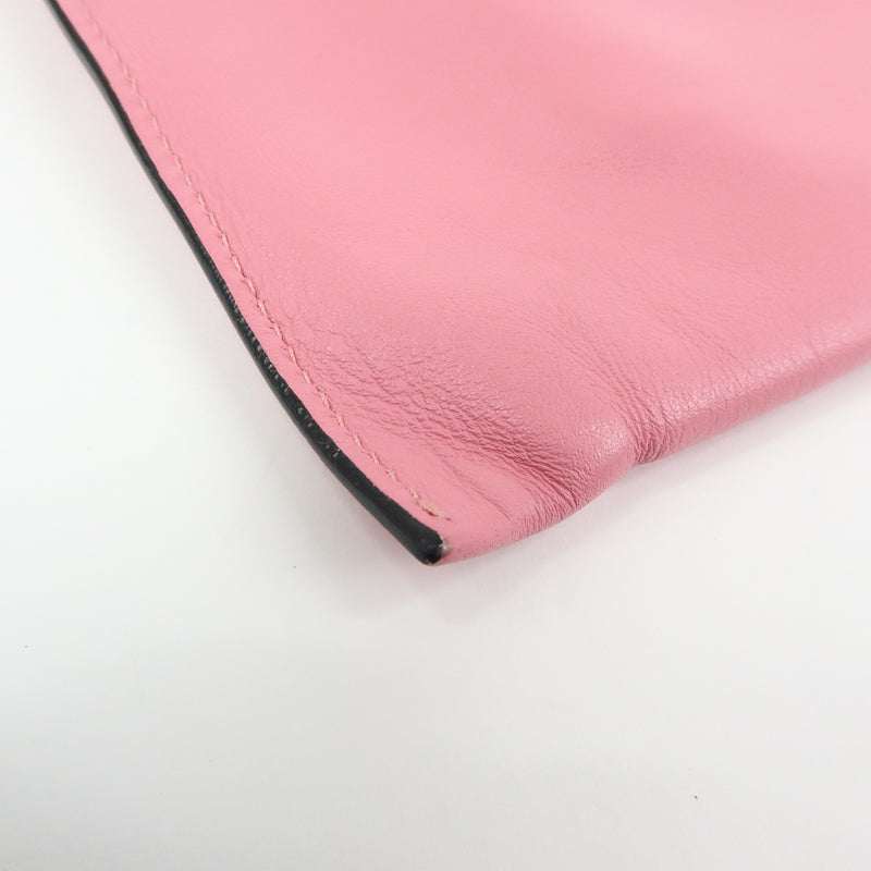 Miu Miu Logo Chain Clutch Shearling Pink Leather