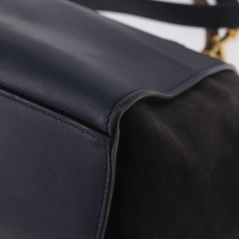 Celine Tricolor Trapeze Leather Navy Bag
