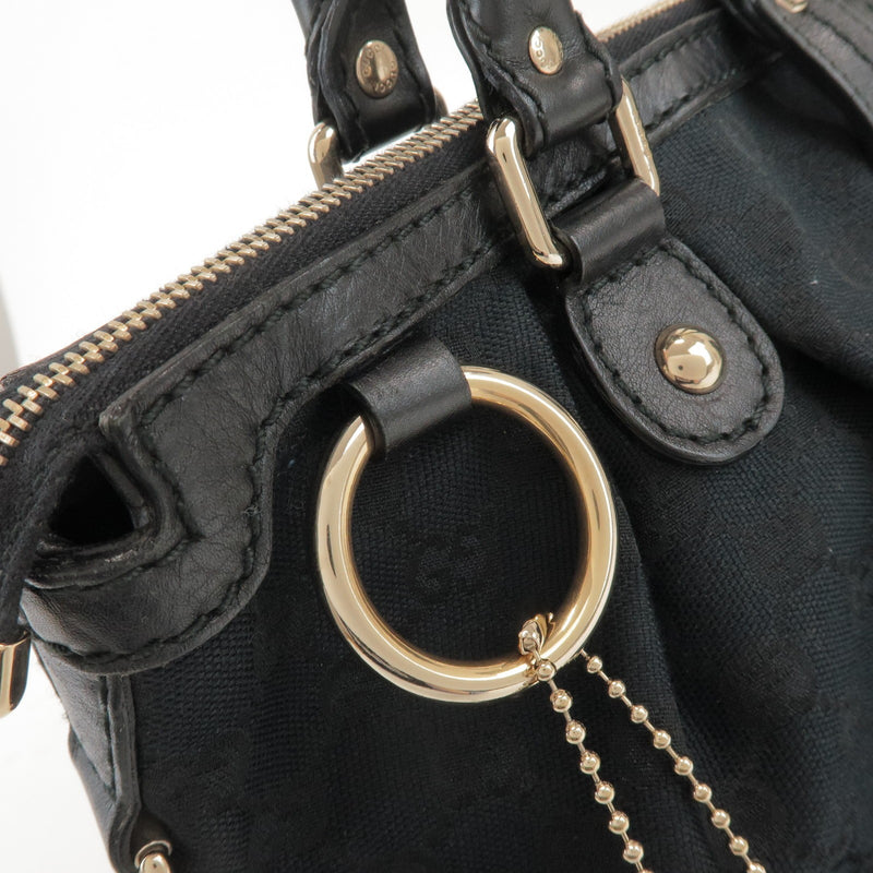 Gucci Sukey Top Handle Satchel Gg Canvas With Leather Black