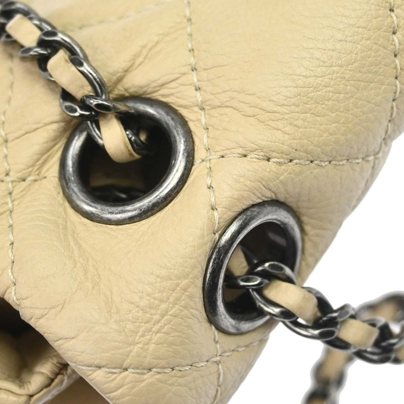 Chanel Flap Shoulder Leather Beige Bag