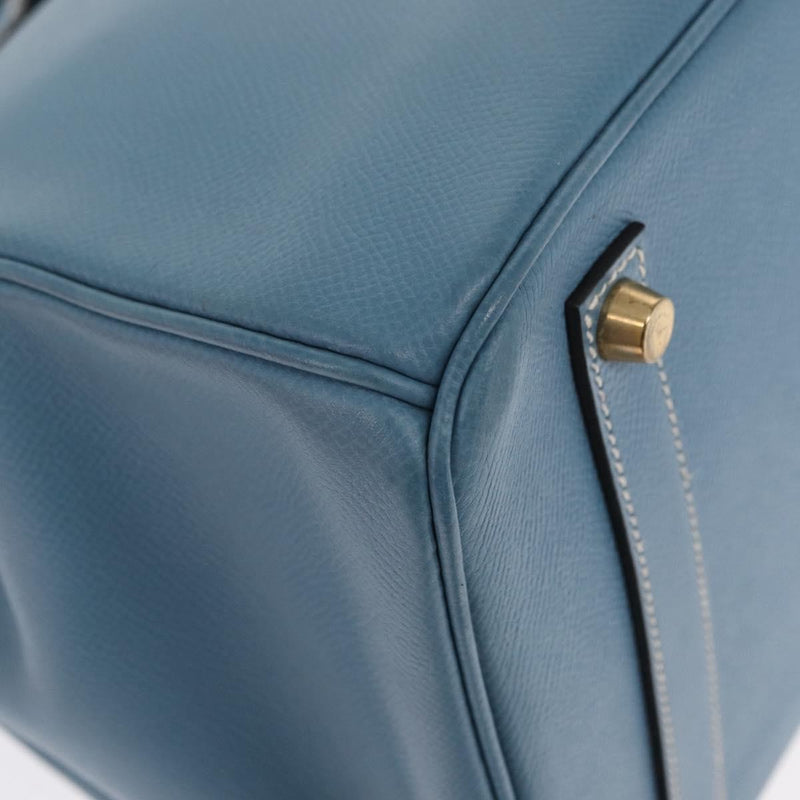 Hermes Birkin Blue Epsom With Gold Hardware Leather Bag