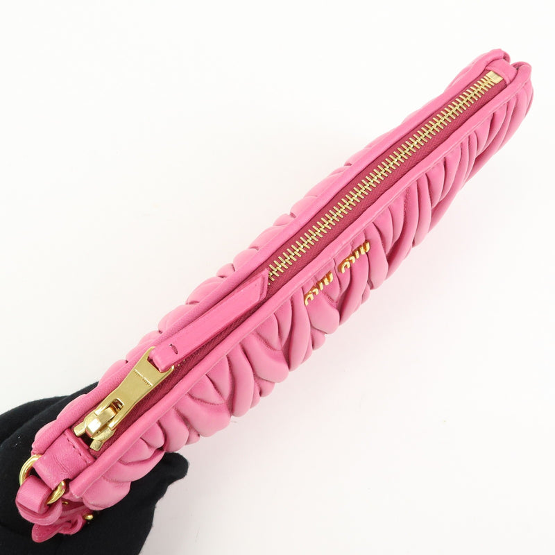 Miu Miu Zip Wristlet Matelasse Leather Pink Bag