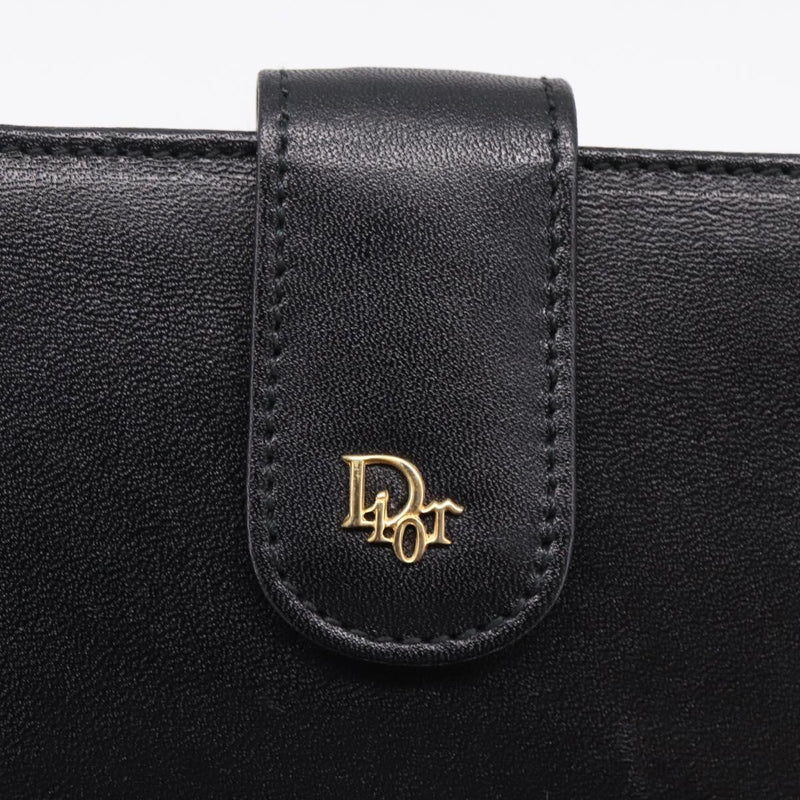Christian Dior Bifold Card Holder Leather Black Accessory