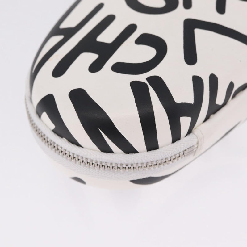 Chanel Coco Neige Zip Around Sunglasses Case With Chain Printed Leather White