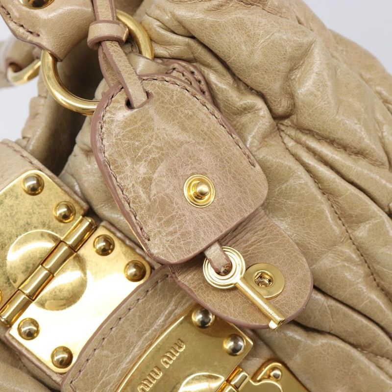 Miu Miu Coffer Convertible Satchel Matelasse Leather Beige