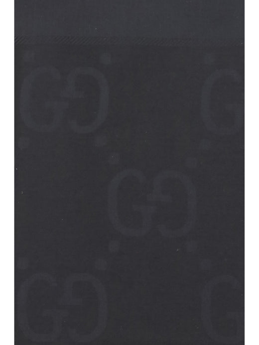 Gucci Gg Jacquard Wool And Silk Scarf — Black Scarfs