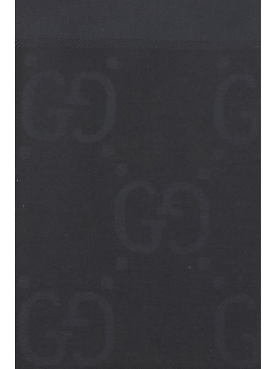 Gucci Gg Jacquard Wool And Silk Scarf — Black Scarfs