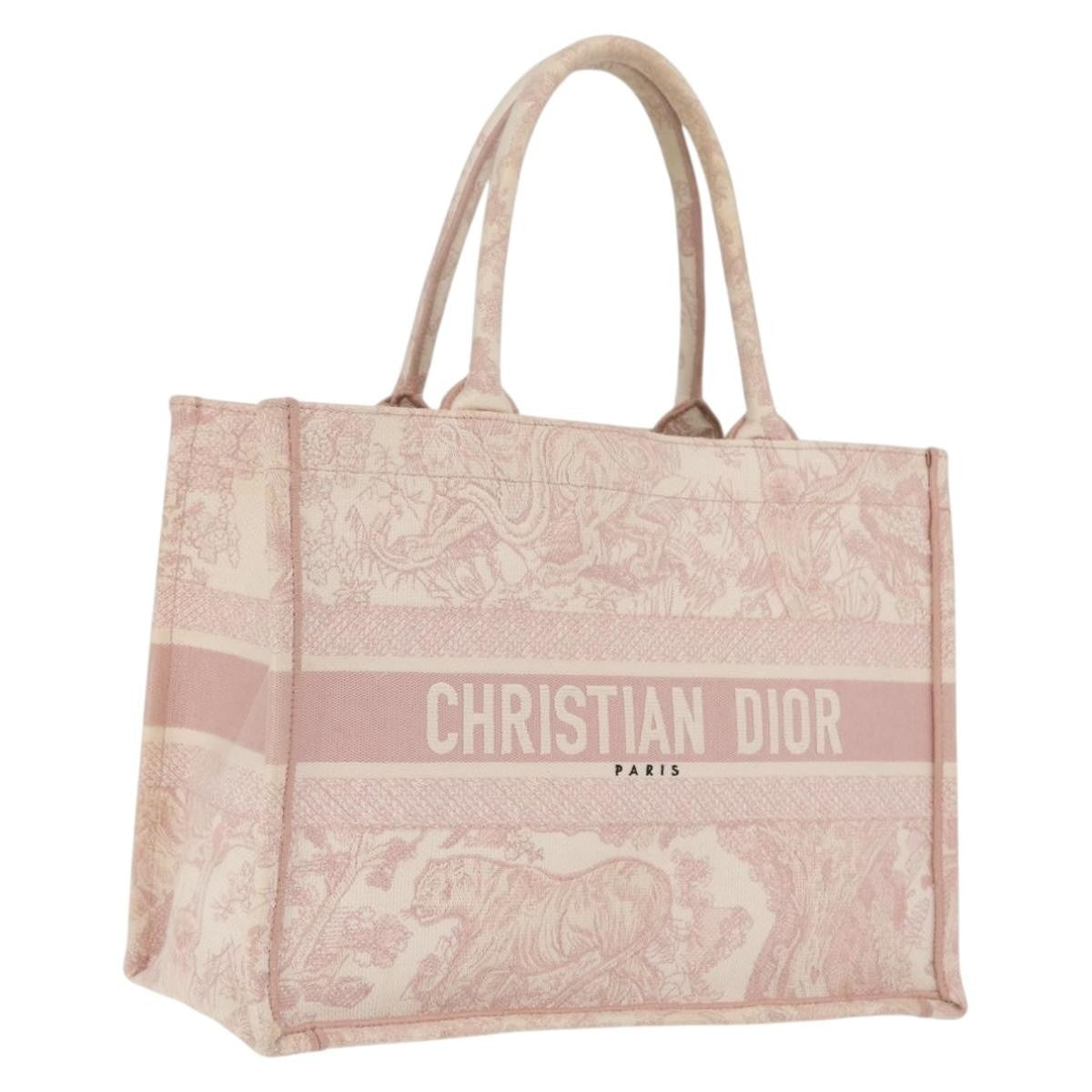 Christian Dior Book Embroidered Canvas Pink Bag