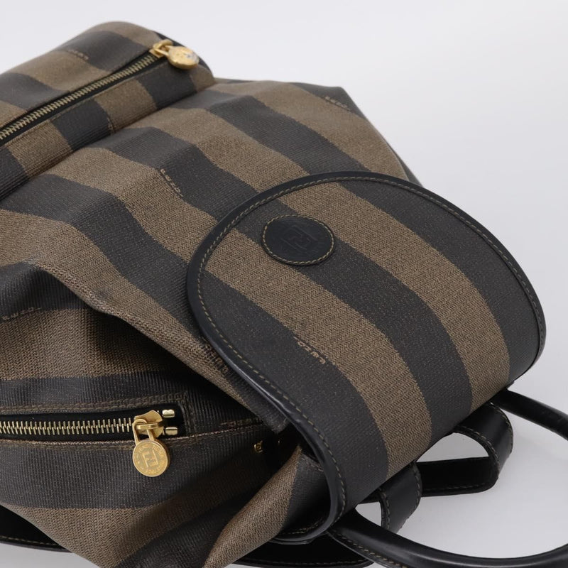 Fendi Vintage Pequin Logo Coated Canvas Brown Bag