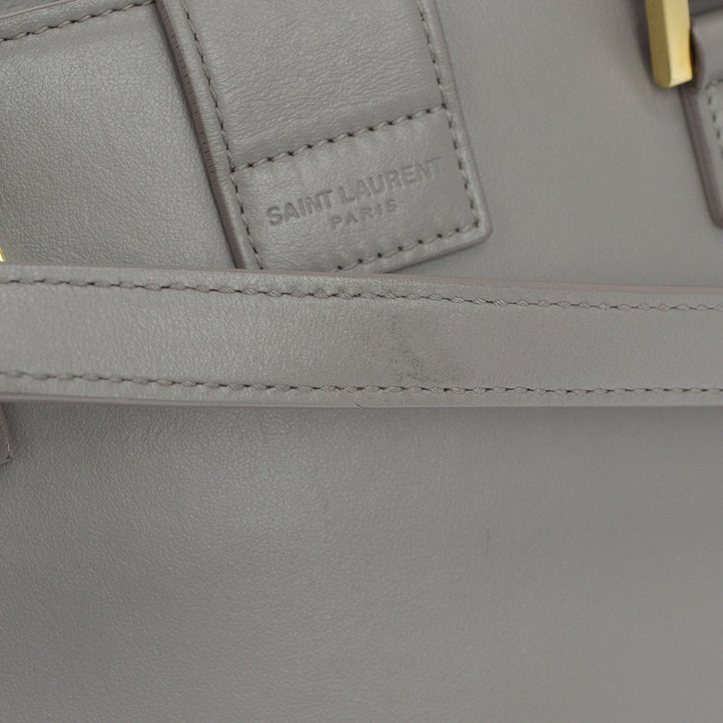 Saint Laurent Monogram Cabas Leather Gray Bag