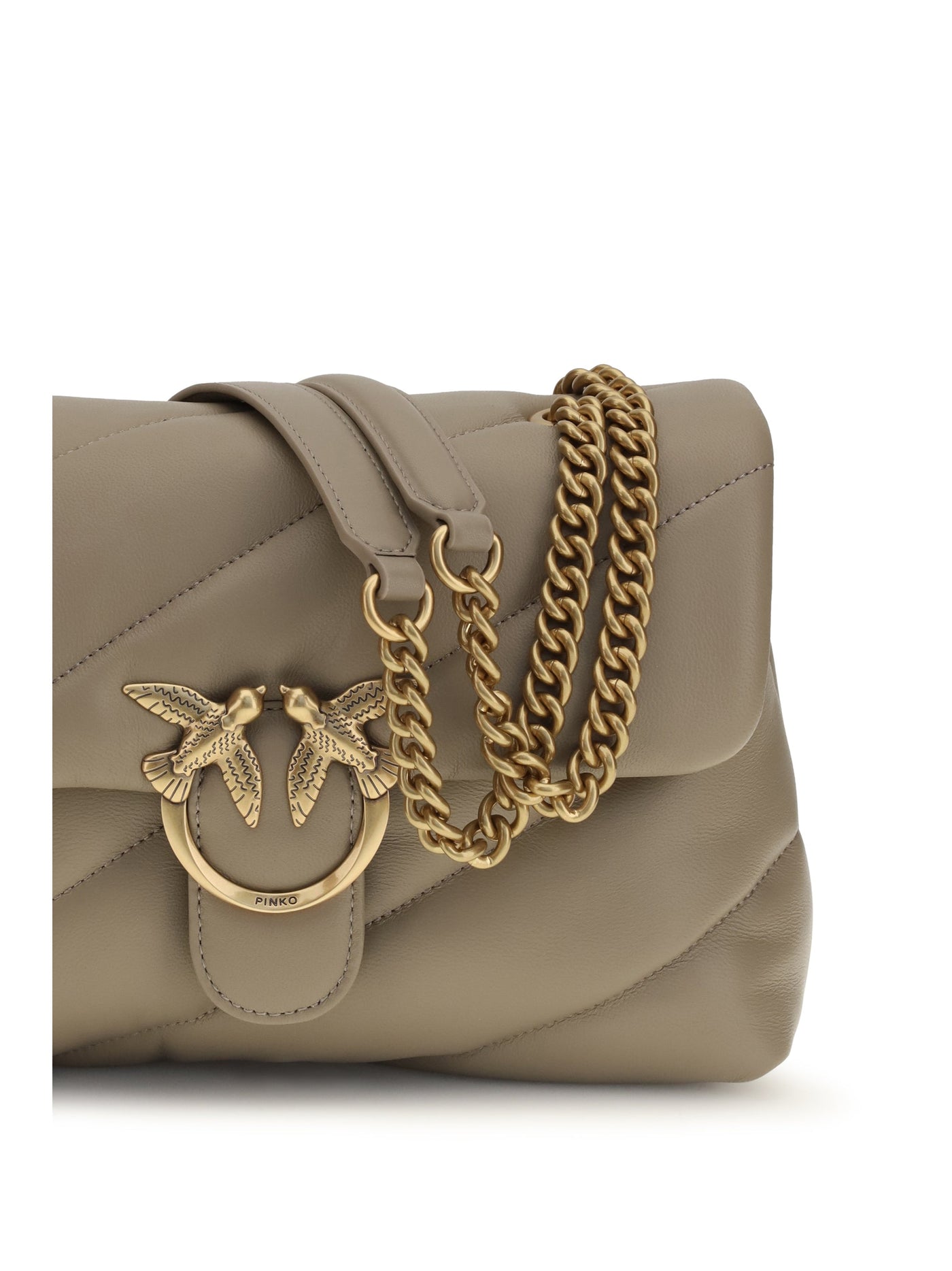 Pinko Love Shoulder Bag — Beige Calf Leather