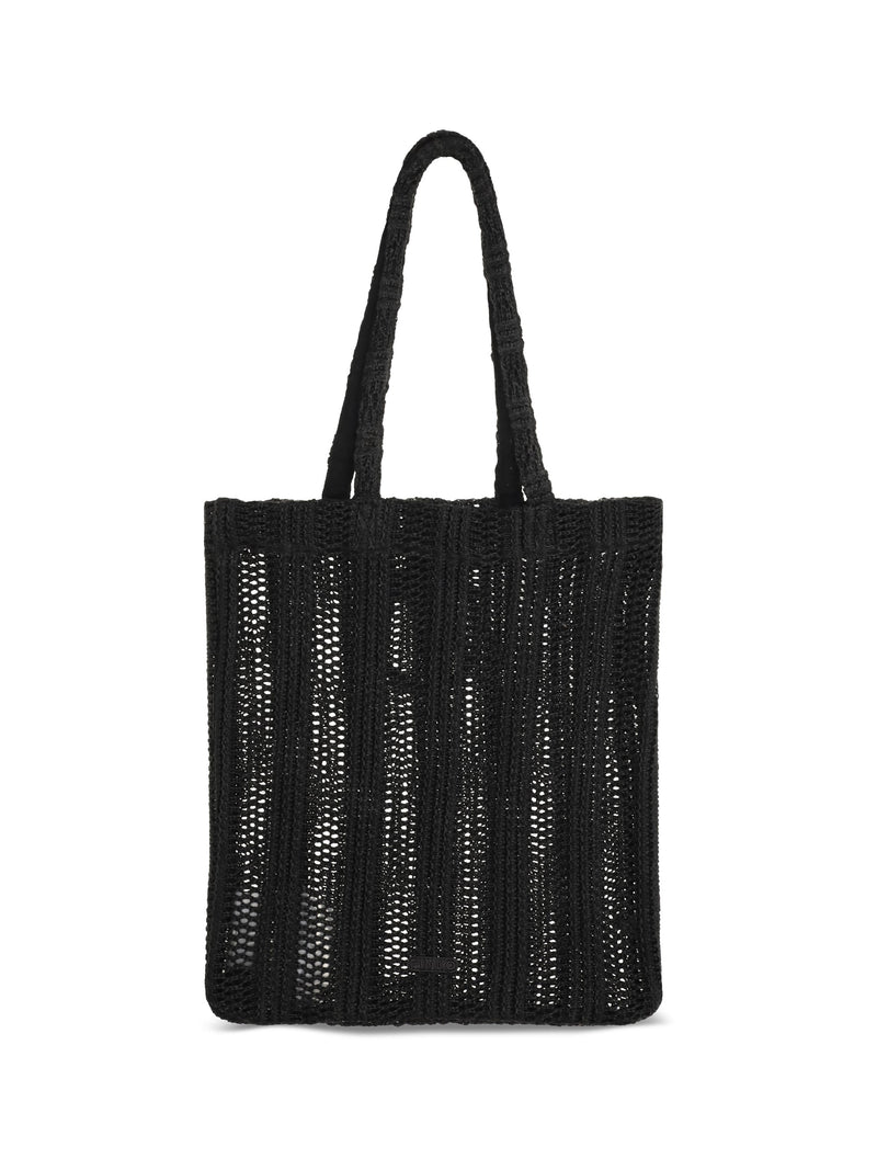 Pinko Easy Tote Bag — Black Raffia