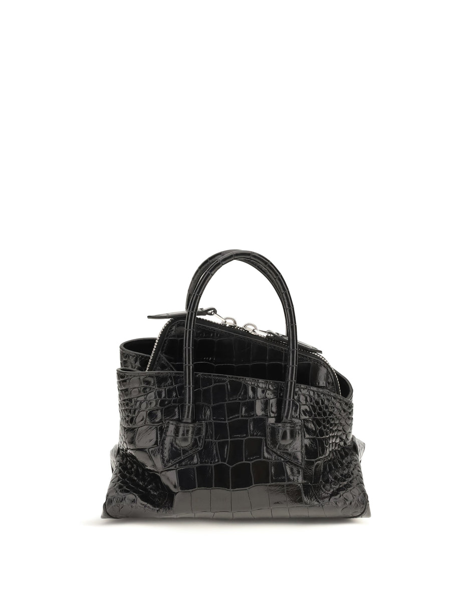 The Attico La Passeggiata Mini Top Handle Bag — Black Calf Leather Bos Taurus