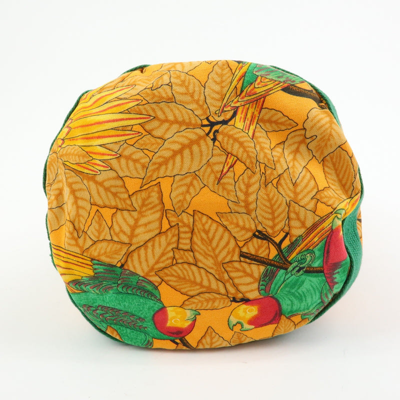 Hermes Vintage Drawstring Bucket Printed Canvas Orange Bag