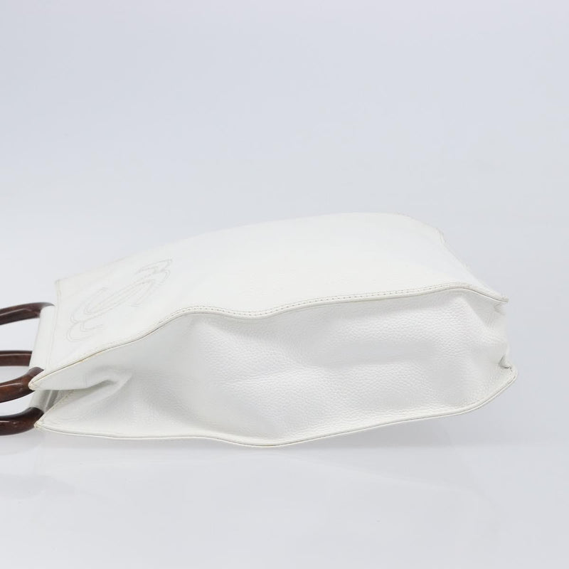 Chanel Vintage Wooden Quilted Caviar White Leather Bag