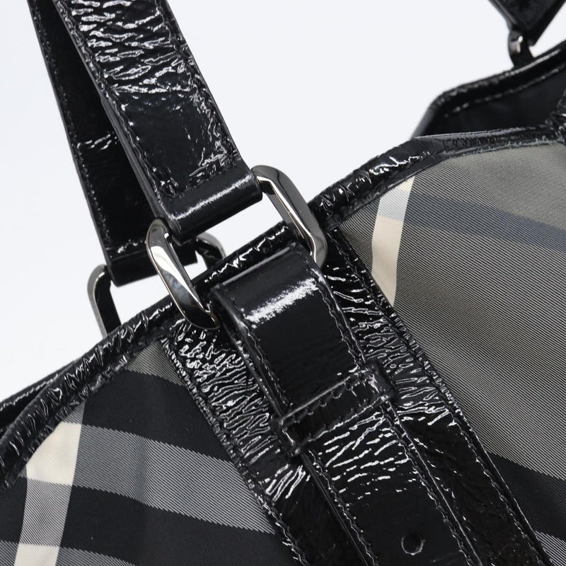 Burberry Nova Check Tote Canvas Pattern Black Nylon