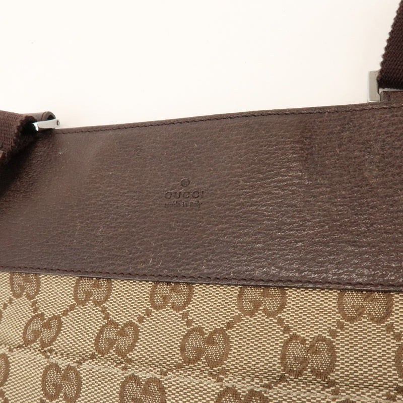Gucci Vintage Flat Messenger Gg Canvas And Leather Beige