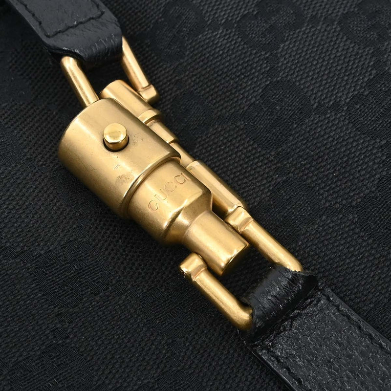 Gucci Piston Lock Jackie Hobo Gg Canvas Black